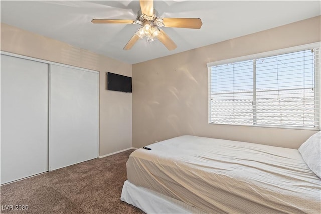 1906 Desert Sage Ave, North Las Vegas, NV 89031 - bedroom featuring carpet, a closet, and a ceiling fan