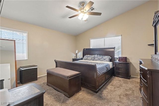 1906 Desert Sage Ave, North Las Vegas, NV 89031 - bedroom with lofted ceiling, light colored carpet, and a ceiling fan
