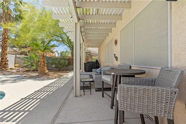 1906 Desert Sage Ave, North Las Vegas, NV 89031 - fenced backyard featuring outdoor dining area, a patio, and a pergola