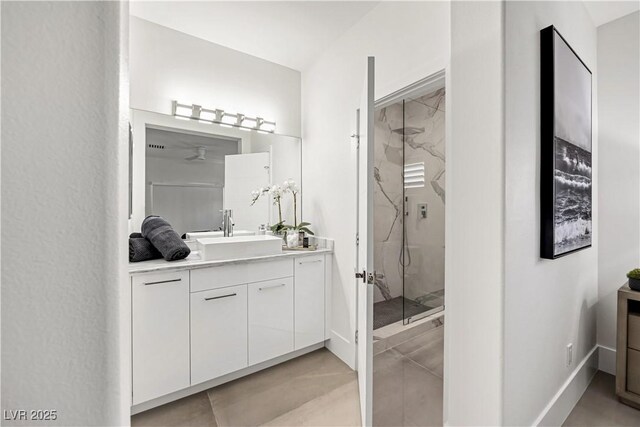 10532 Redwood Ash Ave, Las Vegas, NV 89144 - bathroom with vanity and a marble finish shower