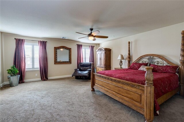 6403 Brandon Hills Ct, Las Vegas, NV 89139 - bedroom with multiple windows, carpet flooring, ceiling fan, and baseboards
