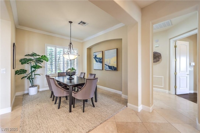 5162 Estasi St, Las Vegas, NV 89135 - dining space with ornamental molding, light tile patterned floors, and baseboards