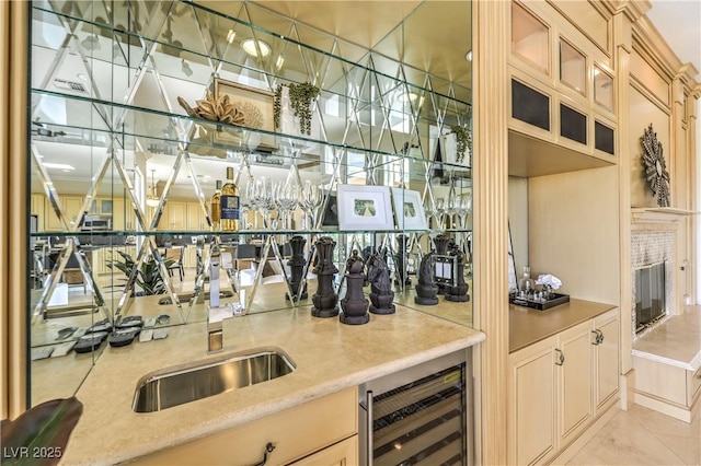 5162 Estasi St, Las Vegas, NV 89135 - indoor wet bar with beverage cooler and light tile patterned flooring