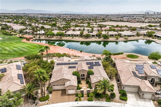 5162 Estasi St, Las Vegas, NV 89135 - aerial perspective of suburban area featuring a water and mountain view and a golf club