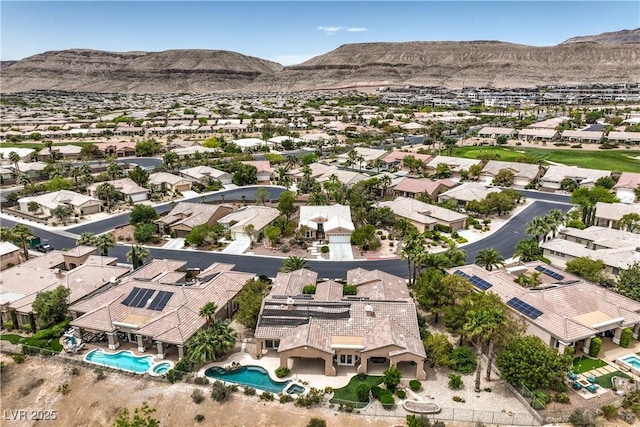 5162 Estasi St, Las Vegas, NV 89135 - aerial view of residential area featuring a mountainous background and a pool area