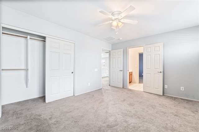 2482 Denholme St, Henderson, NV 89044 - unfurnished bedroom with carpet floors, a closet, baseboards, connected bathroom, and ceiling fan