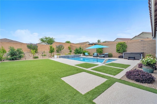 10601 Skye Arroyo Ave, Las Vegas, NV 89166 - view of swimming pool featuring a hot tub and a patio area