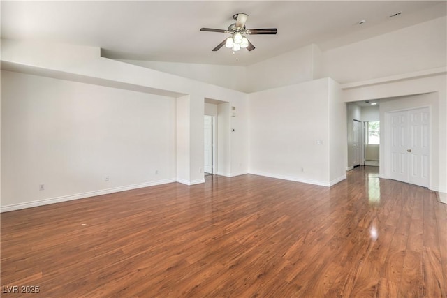 202 Twin Creek St, Henderson, NV 89074 - empty room with a ceiling fan, wood finished floors, baseboards, and lofted ceiling