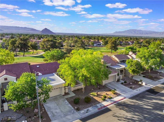 2553 Showcase Dr, Las Vegas, NV 89134 - aerial view of residential area featuring a mountainous background and a golf club