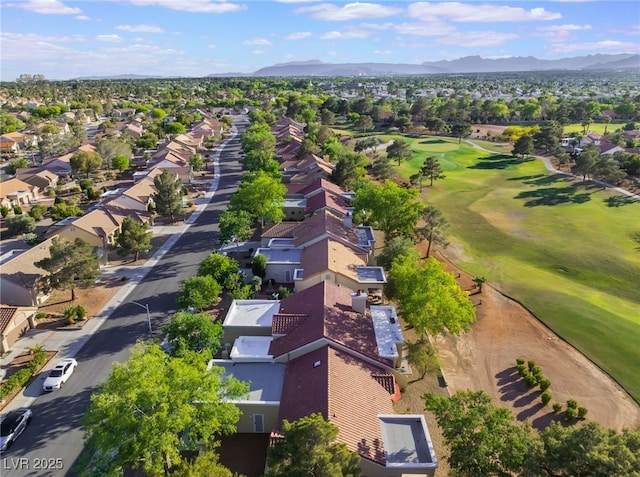 2553 Showcase Dr, Las Vegas, NV 89134 - aerial perspective of suburban area featuring a mountainous background and a golf club