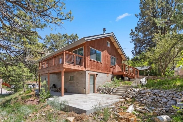 3971 Arlberg Way, Mount Charleston, NV 89124 - rear view of house with a patio, stairway, and a deck