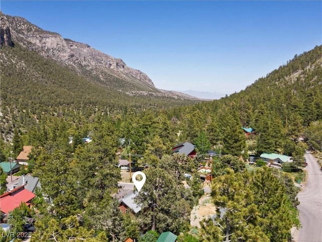 3971 Arlberg Way, Mount Charleston, NV 89124 - aerial view of property's location featuring a forest and a mountain backdrop