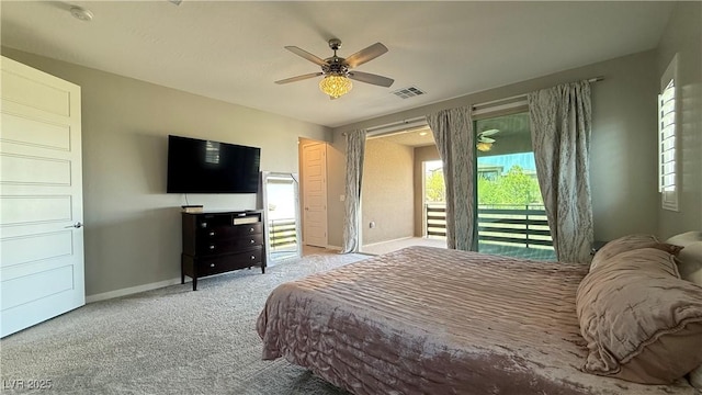 754 Agate Hills St, Las Vegas, NV 89138 - bedroom with access to exterior, carpet floors, baseboards, and ceiling fan