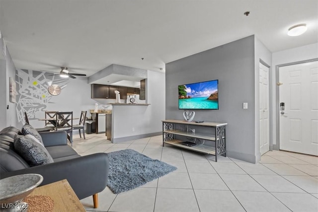 4200 S Valley View Blvd Unit 1007, Las Vegas, NV 89103 - living area featuring ceiling fan, light tile patterned floors, and baseboards