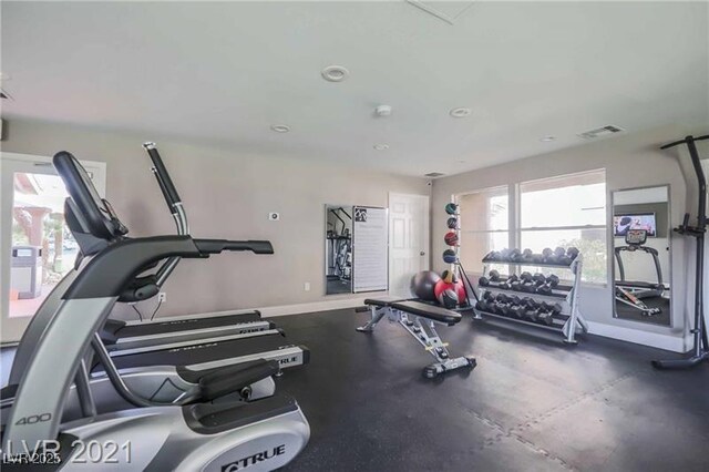 4200 S Valley View Blvd Unit 1007, Las Vegas, NV 89103 - gym featuring baseboards and recessed lighting
