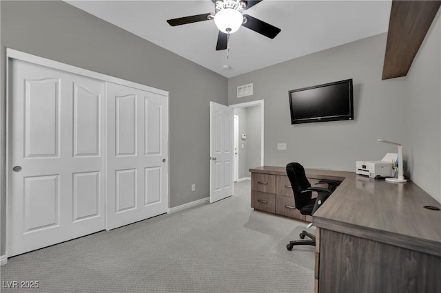 708 Kibbey St, Las Vegas, NV 89178 - office featuring ceiling fan, light colored carpet, and baseboards