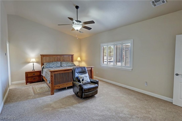 1361 Moose St, Pahrump, NV 89048 - carpeted bedroom with lofted ceiling, baseboards, and a ceiling fan