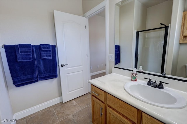 1361 Moose St, Pahrump, NV 89048 - full bathroom with vanity, a stall shower, and baseboards