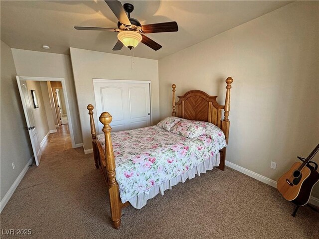 1361 Moose St, Pahrump, NV 89048 - carpeted bedroom with baseboards and ceiling fan