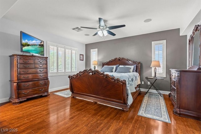 7001 Via Locanda Ave, Las Vegas, NV 89131 - bedroom with baseboards, wood finished floors, and ceiling fan
