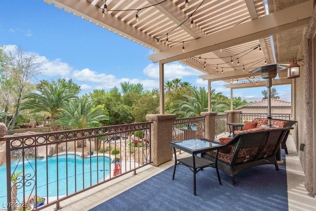 7001 Via Locanda Ave, Las Vegas, NV 89131 - balcony featuring a pergola and view of pool area