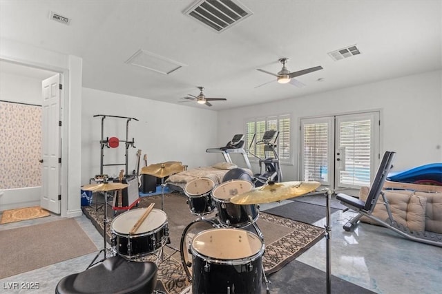 7001 Via Locanda Ave, Las Vegas, NV 89131 - rec room with a ceiling fan and attic access