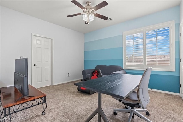 7001 Via Locanda Ave, Las Vegas, NV 89131 - home office featuring carpet floors, a ceiling fan, and baseboards