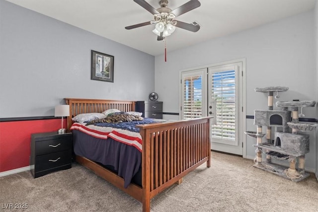7001 Via Locanda Ave, Las Vegas, NV 89131 - carpeted bedroom with access to outside, a ceiling fan, and baseboards