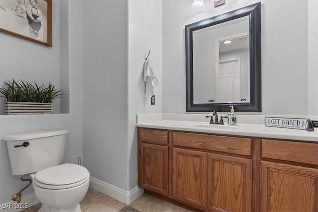 7001 Via Locanda Ave, Las Vegas, NV 89131 - half bath featuring vanity, toilet, tile patterned flooring, and baseboards