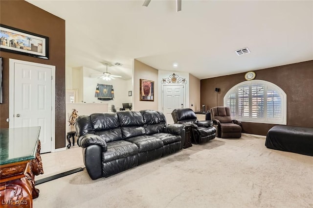 1905 Dakota Hills Ave, Las Vegas, NV 89123 - carpeted living area featuring a ceiling fan