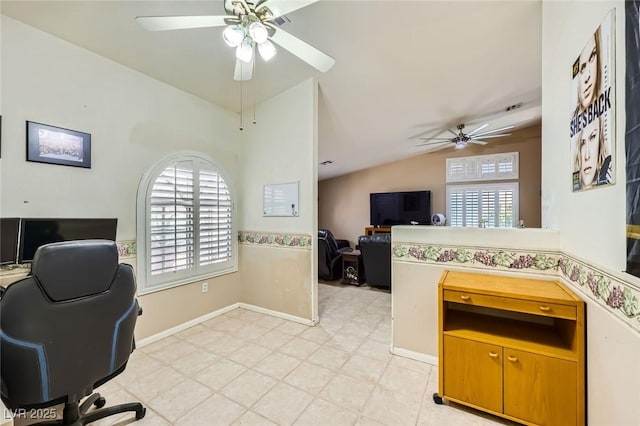 1905 Dakota Hills Ave, Las Vegas, NV 89123 - office area with ceiling fan and vaulted ceiling