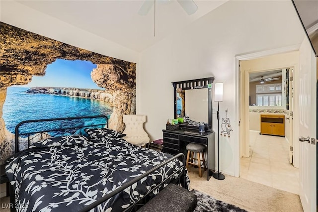 1905 Dakota Hills Ave, Las Vegas, NV 89123 - bedroom featuring vaulted ceiling, ceiling fan, and carpet floors