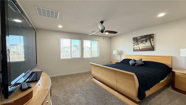 2924 Sunday Silence Rd, North Las Vegas, NV 89086 - bedroom with carpet, baseboards, recessed lighting, and ceiling fan