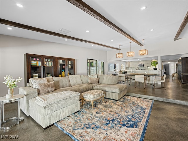 2104 Plaza De La Candela, Las Vegas, NV 89102 - living area with beam ceiling and recessed lighting
