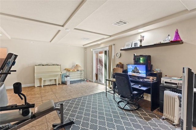6714 Flamenco Ct, Las Vegas, NV 89139 - office space with tile patterned floors and coffered ceiling