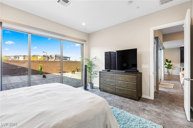 11672 Barga Ct, Las Vegas, NV 89138 - bedroom with access to exterior, baseboards, and recessed lighting