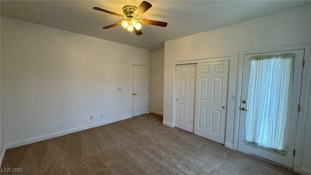 10066 Golden Bluff Ave, Las Vegas, NV 89148 - unfurnished bedroom featuring carpet floors, a closet, baseboards, and ceiling fan