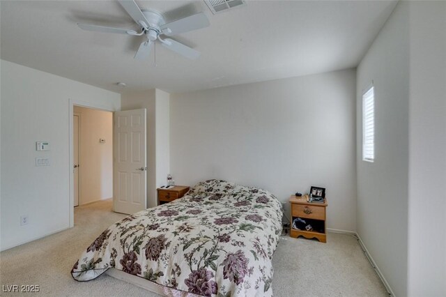 7645 Interlace St, Las Vegas, NV 89149 - bedroom featuring light colored carpet and ceiling fan