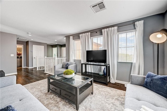 4308 Desert Haven Ave, North Las Vegas, NV 89085 - living area featuring baseboards, wood finished floors, and recessed lighting