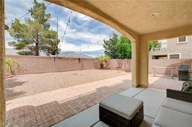 4308 Desert Haven Ave, North Las Vegas, NV 89085 - fenced backyard featuring a grill and a patio area