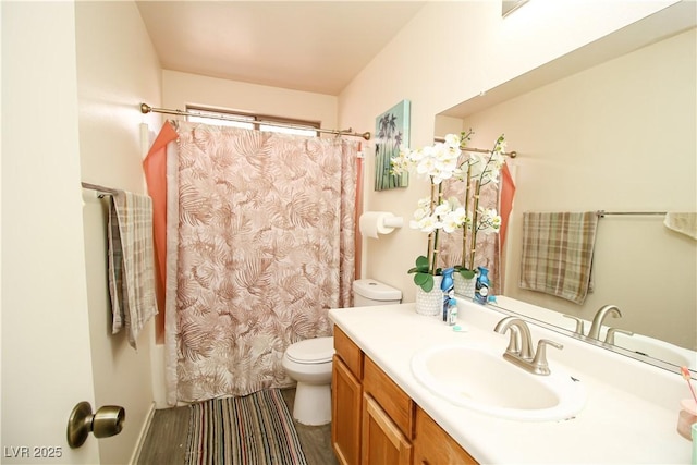 6520 Blooming Sun Ct, Las Vegas, NV 89142 - full bathroom featuring toilet, vanity, and a shower with shower curtain