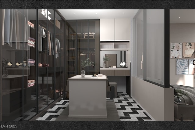 924 S First St Unit 306C, Las Vegas, NV 89101 - bathroom featuring inlaid floor details and vanity