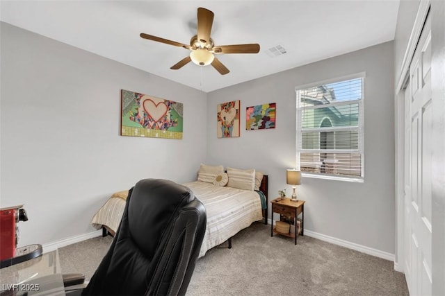7115 Calvert Cliffs St, North Las Vegas, NV 89084 - carpeted bedroom with baseboards, a closet, and ceiling fan