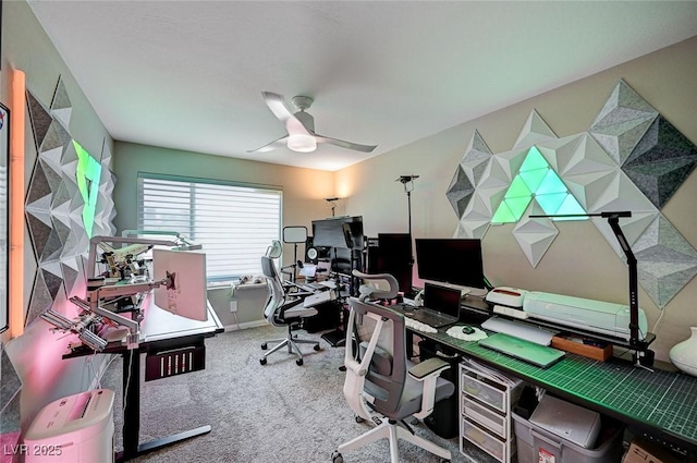 4160 Elegant Chateau St, Las Vegas, NV 89135 - home office featuring a ceiling fan, carpet, and baseboards