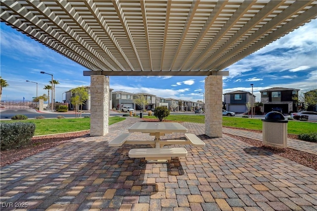 4160 Elegant Chateau St, Las Vegas, NV 89135 - view of patio featuring a residential view and a pergola