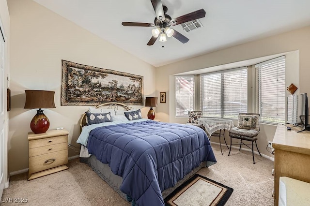 310 Pissarro Pl, Henderson, NV 89074 - carpeted bedroom with baseboards, lofted ceiling, and a ceiling fan