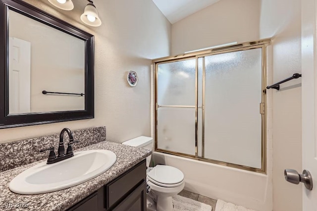 310 Pissarro Pl, Henderson, NV 89074 - full bath featuring toilet, vanity, bath / shower combo with glass door, and tile patterned flooring