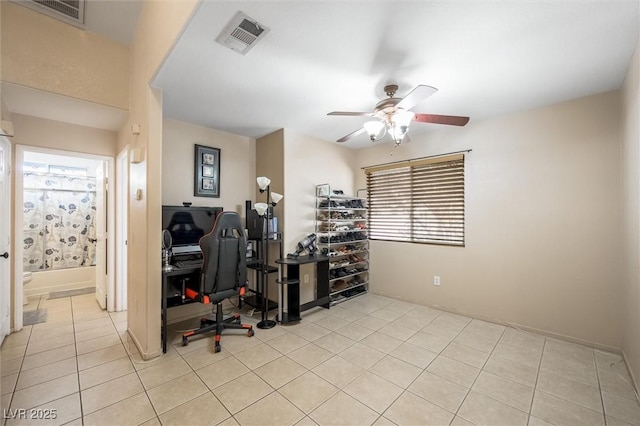 3121 Fontana Colony Ct, North Las Vegas, NV 89031 - workout room featuring ceiling fan and light tile patterned floors
