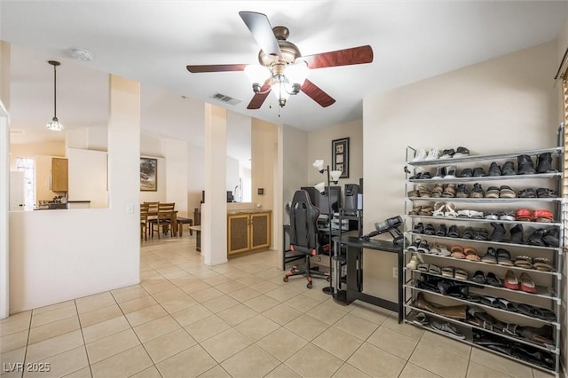3121 Fontana Colony Ct, North Las Vegas, NV 89031 - office area featuring ceiling fan and light tile patterned floors