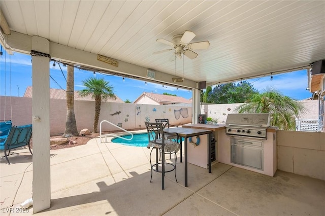 3121 Fontana Colony Ct, North Las Vegas, NV 89031 - fenced backyard with a patio and ceiling fan